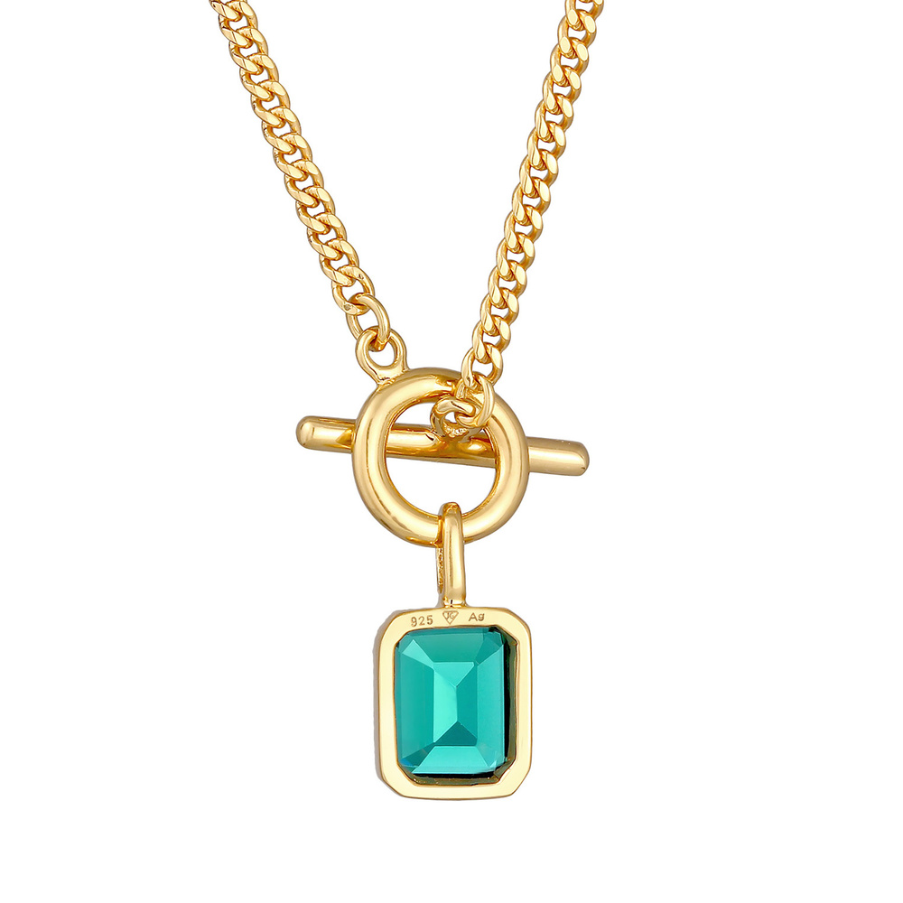 Elli Elli Collier Femmes Pendentif carré classique T-Bone avec pierre précieuse Quartz collier