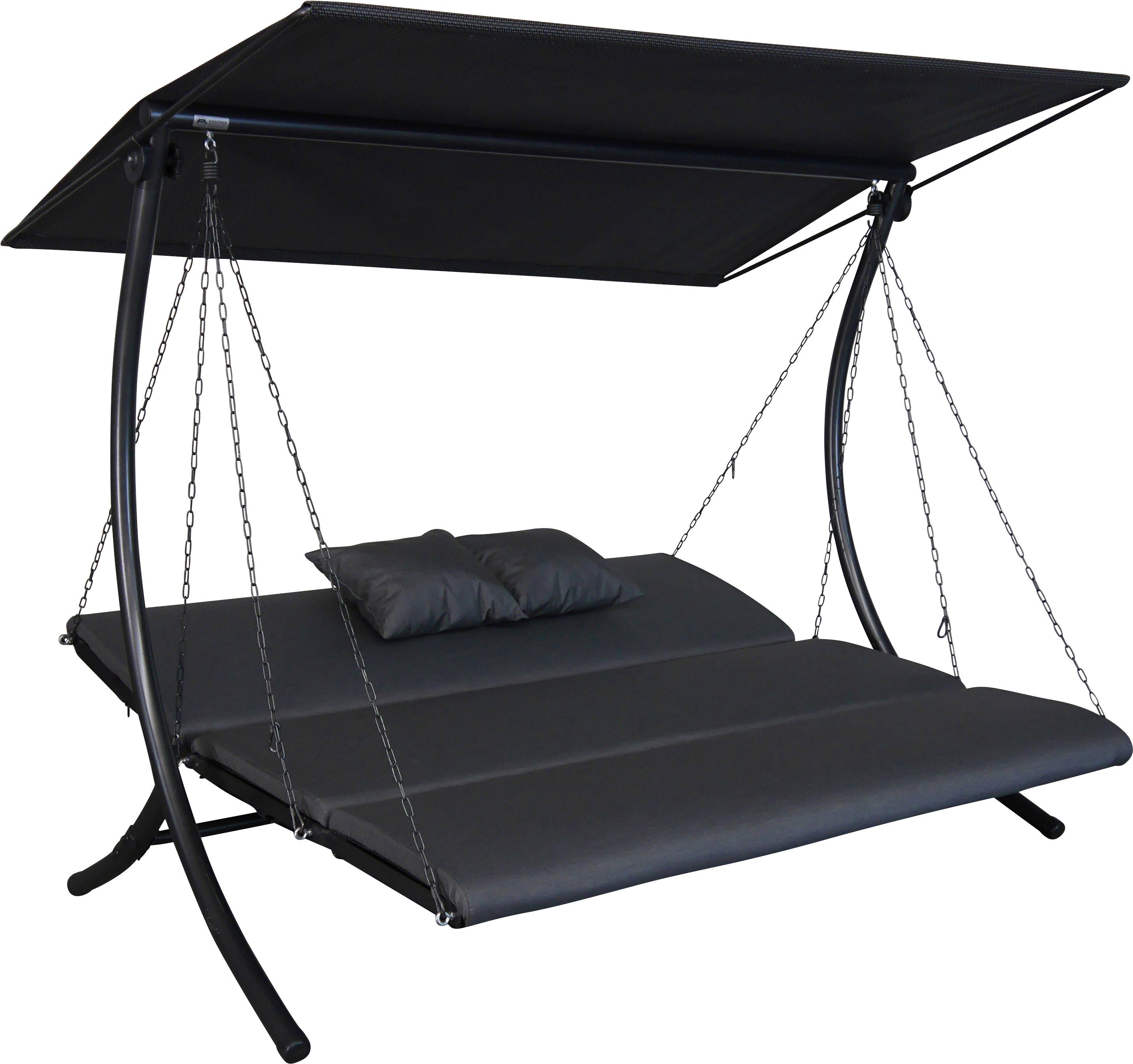 Angerer Freizeitmöbel Hollywoodschaukel Swing Zip anthrazit, 3-Sitzer, Bettfunktion, wetterfest