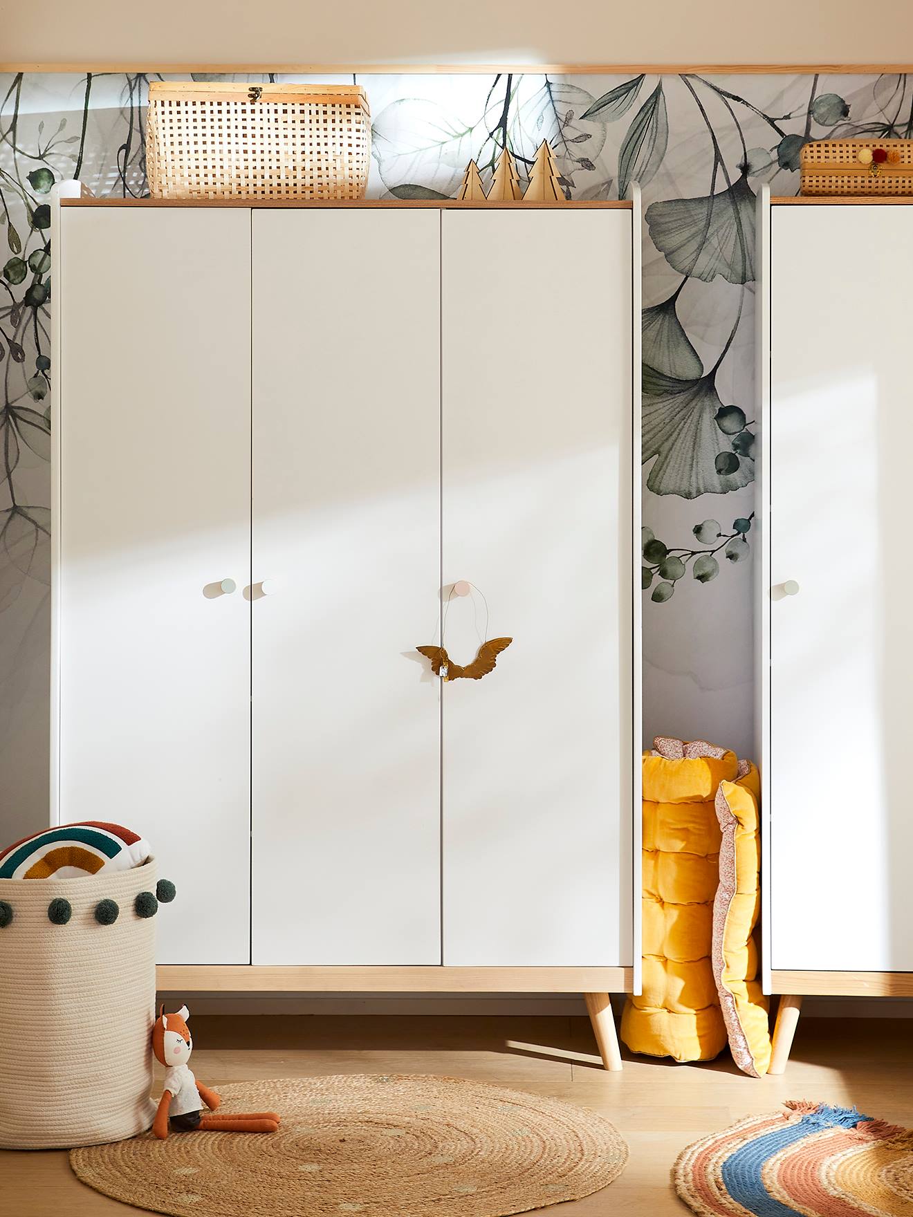 Vertbaudet Kinderzimmer Schrank KONFETTI mit 3 Türen - weiß/natur
