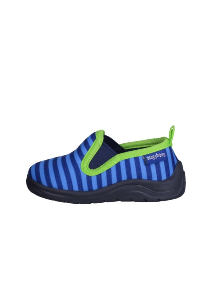 Playshoes Hausschuh Ringel in Blau/Grün günstig kaufen