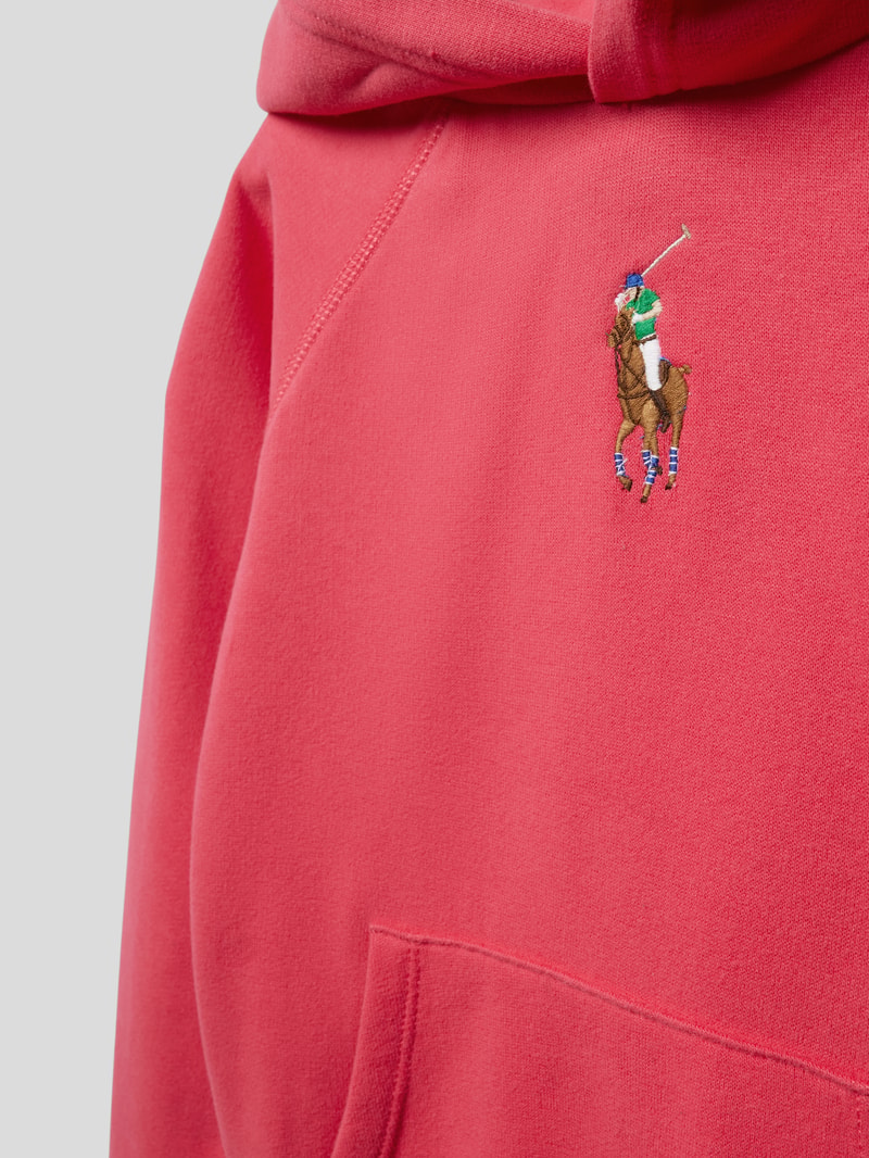 Hoodie mit Label-Stitching in pink
