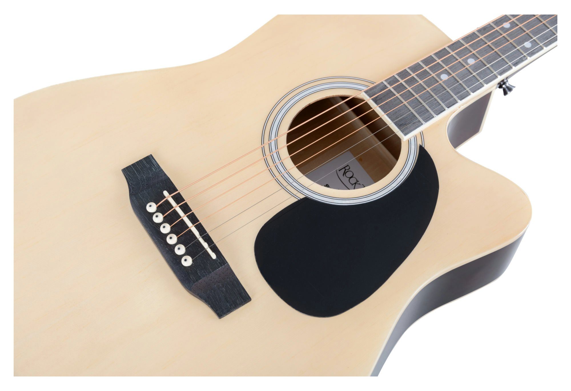 Rocktile Westerngitarre WSD-8CE-NT Slim Line Westerngitarren Set - Dreadnought Akustik Gitarre, Set inkl. Tasche, Ersatzsaiten, Gurt und Plektren
