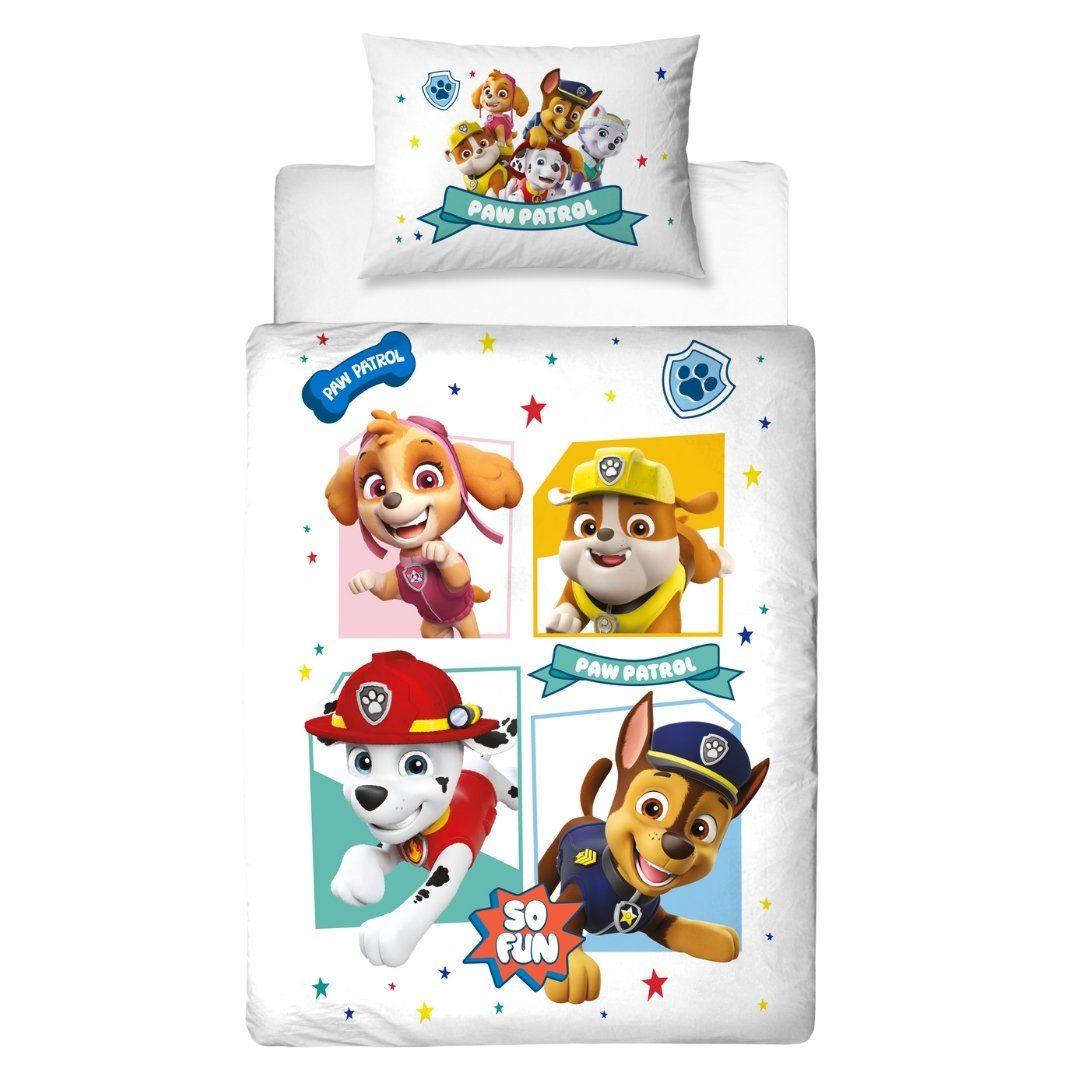 Kinderbettwäsche Paw Patrol 100x135 + 40x60 cm, 100 % Baumwolle, MTOnlinehandel, Flanell / Biber, 2 teilig, Paw Patrol Bettwäsche für Kinder & Baby