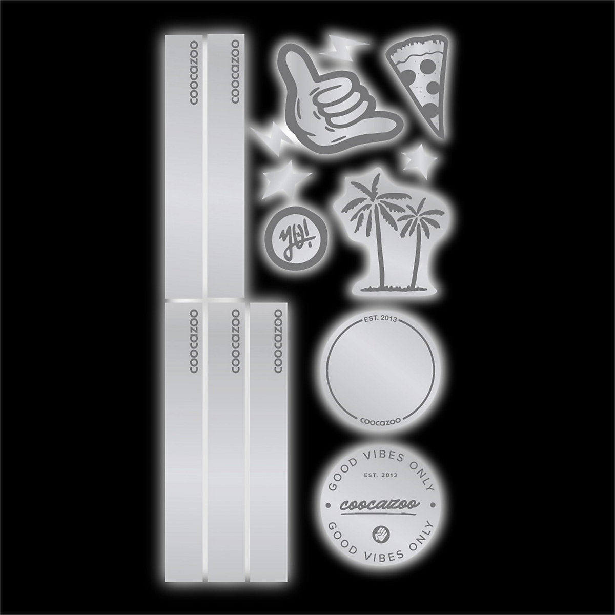 Stickerset Black, reflektierend