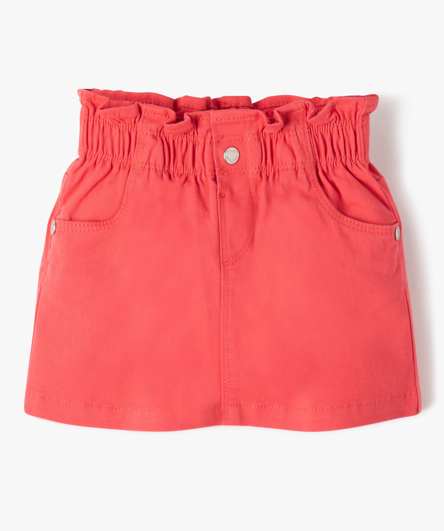 Jupe bébé fille à taille froncée en coton stretch rose fonce | GEMO