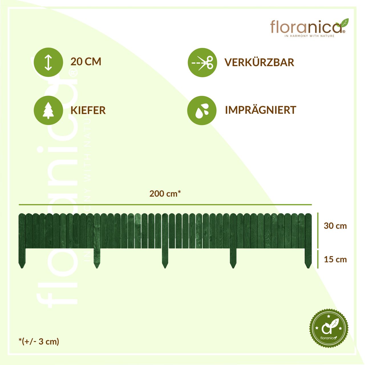 Pemicont Rollborder Flexibler Holzzaun Rolborder Beeteinfassung Rasenkante Gartenzaun