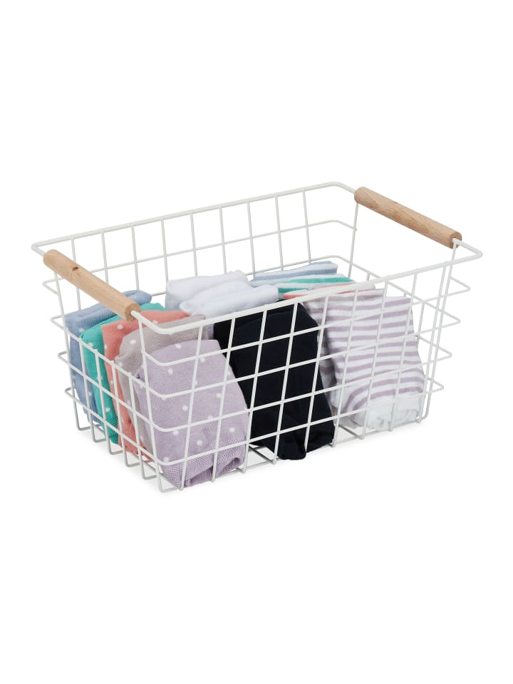 relaxdays Drahtkorb in Weiß - (B)31x (H)16 x (T)21 cm günstig kaufen onesize
