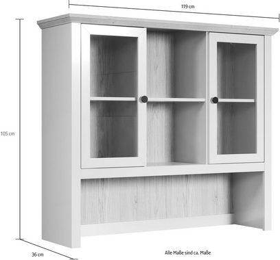 Home affaire Buffetaufsatz Herzwill, (1-St), Artisan Eiche NB und hellgrau, matt, im Landhaus-Look