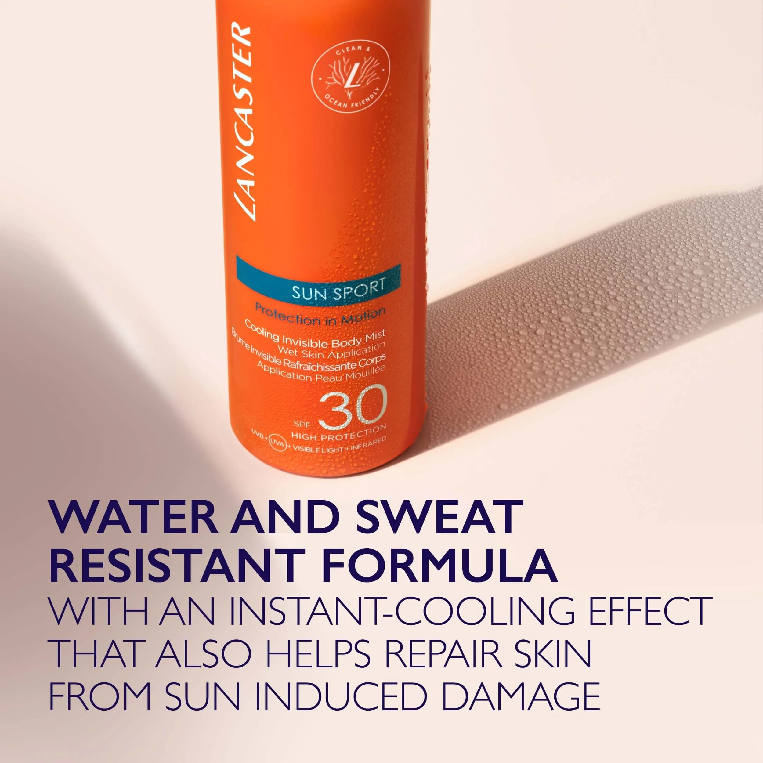Bruma corporal invisible refrescante Sun Sport SPF50 - Spray corporal solar de alta protección.