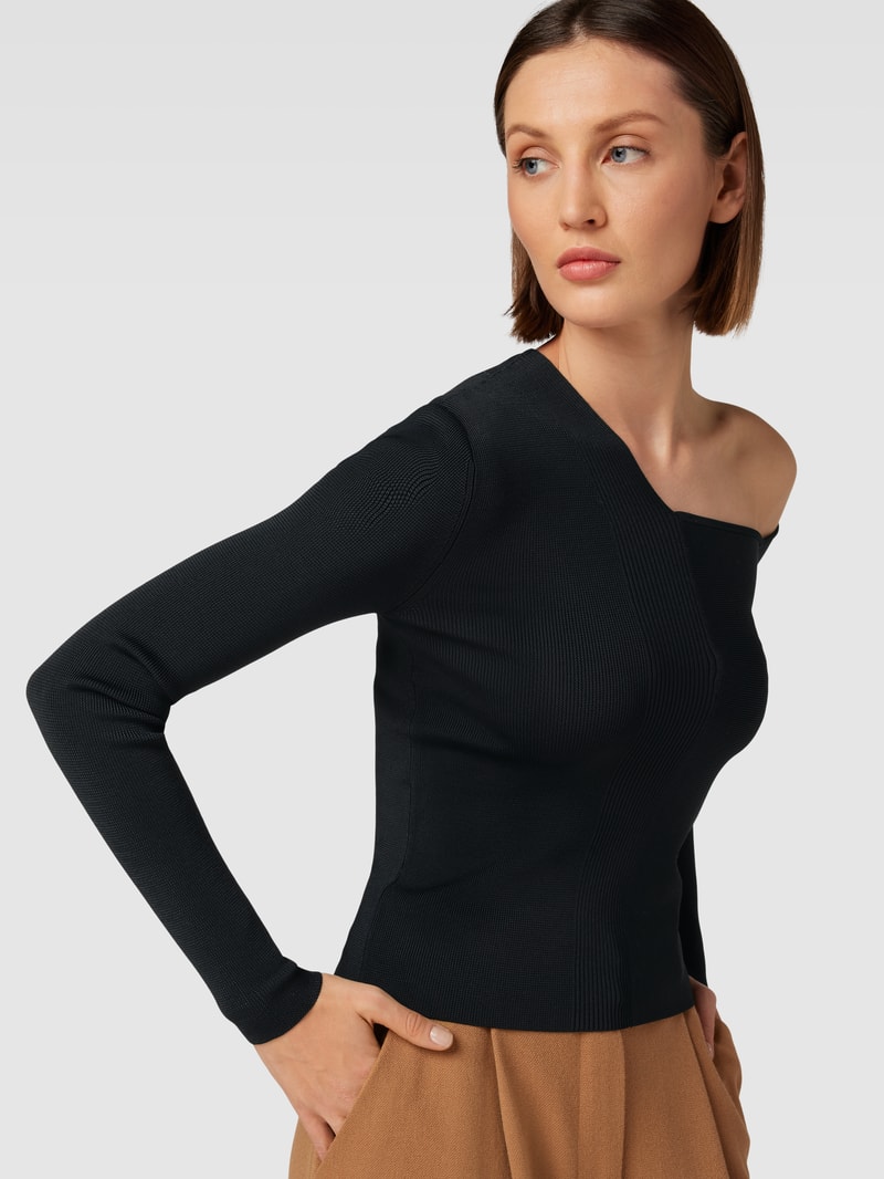 Longsleeve mit Feinripp-Struktur in black