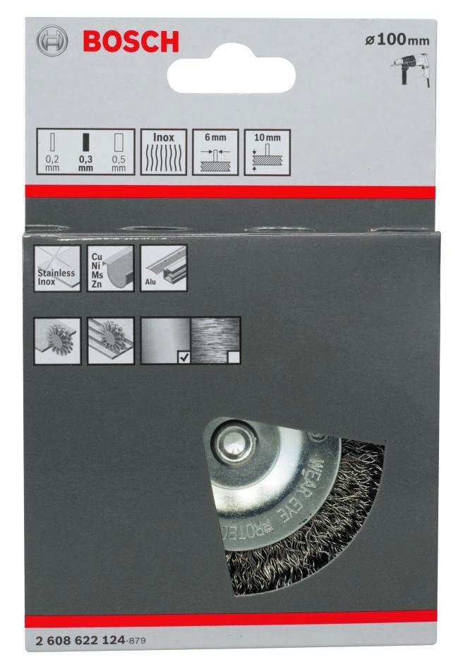 Bosch modri pribor 2608622124 Disk krtača 100 mm valovita 6 mm steblo nerjaveče jeklo
