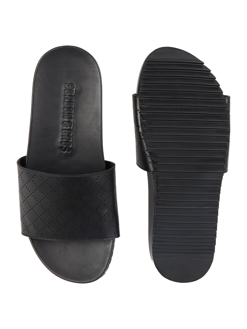Pantolette aus Leder Modell 'Storm' in schwarz