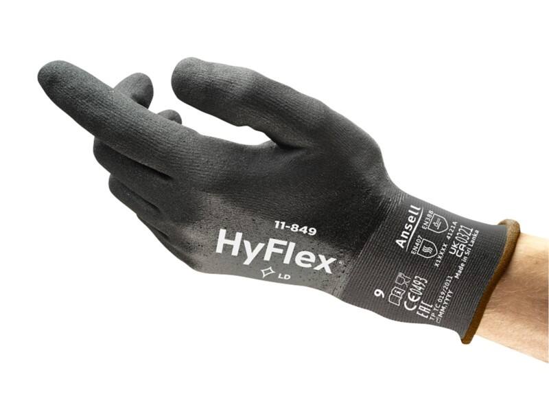Ansell HyFlex Mechanical Protection Arbeitshandschuhe Schaum, Nitril Größe 7 Schwarz 12 Paar