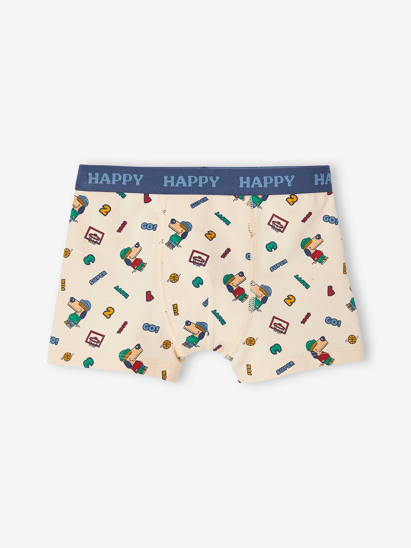 Vertbaudet 5er-Pack Jungen Stretch-Boxershorts, Hund - graublau