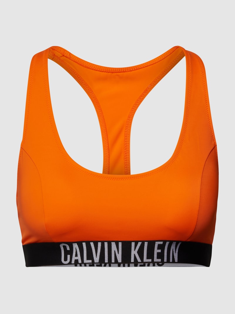 Bikini-Oberteil mit Logo-Bund in orange