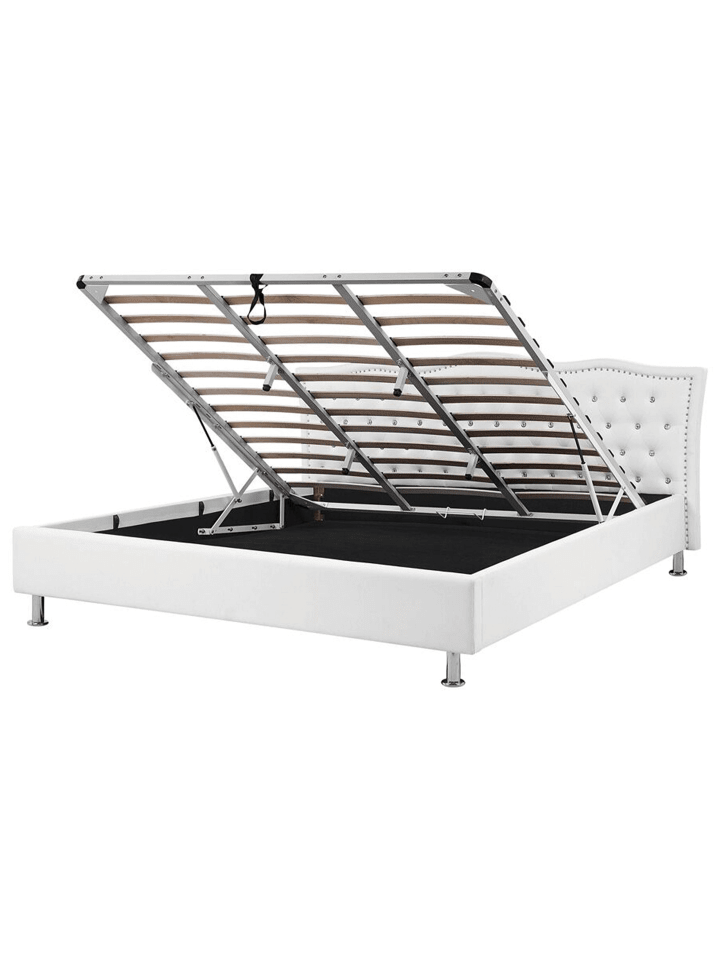 Beliani Doppelbett METZ in Weiß/Silber - (W) 212 x (H) 103 x (L) 215 cm günstig kaufen onesize
