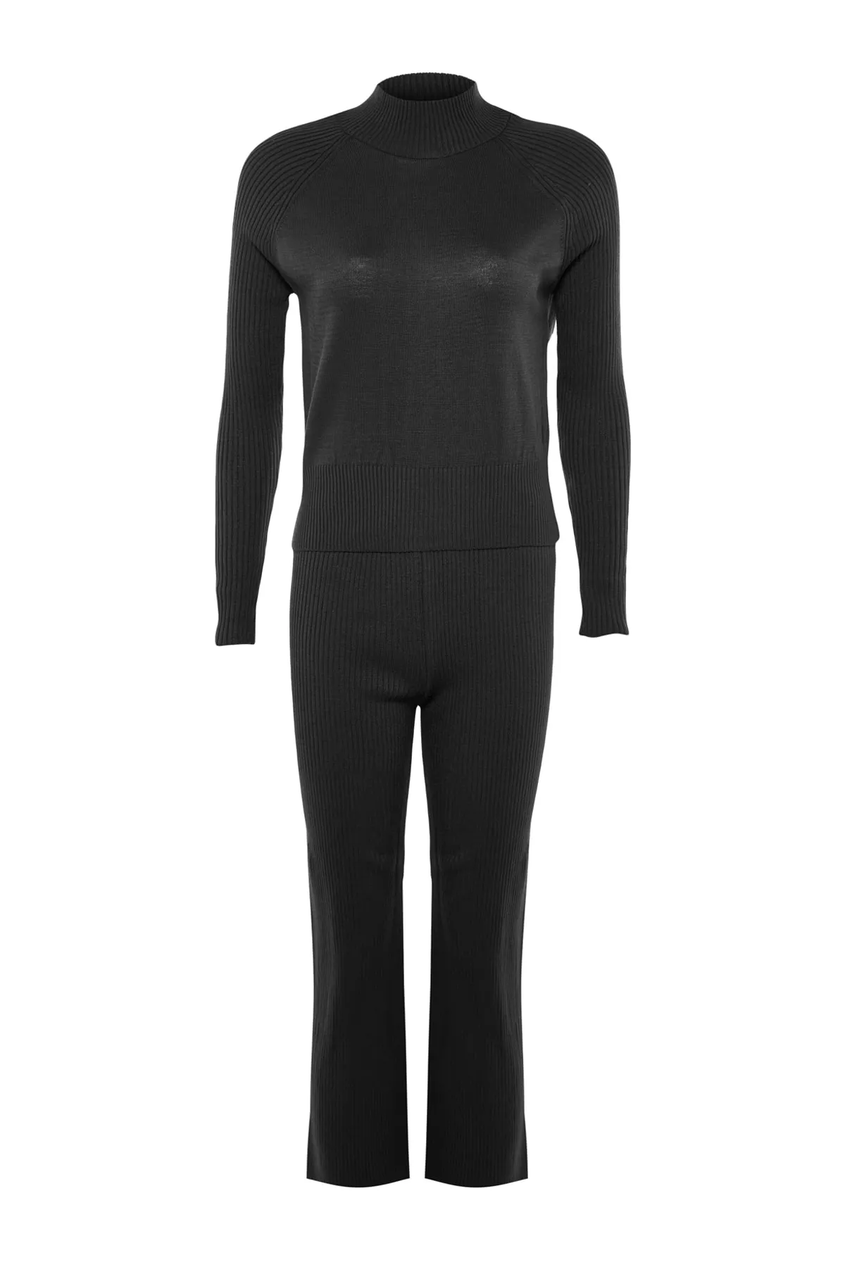 Trendyol Collection  Schwarzes Crop Wick Strickoberteil und -unterteil-Set TWOAW23AU00238