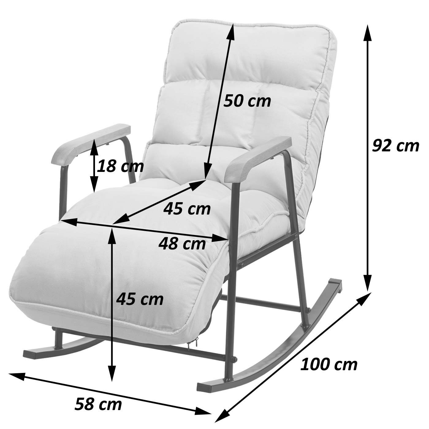 MCW Schaukelstuhl MCW-K40, Kippsicherung, Maximale Belastbarkeit: 160 kg, Liegefunktion