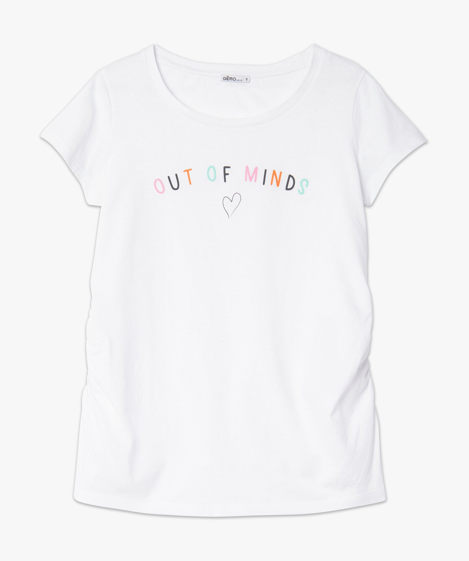 Tee-shirt de grossesse avec inscription multicolore blanc | GEMO