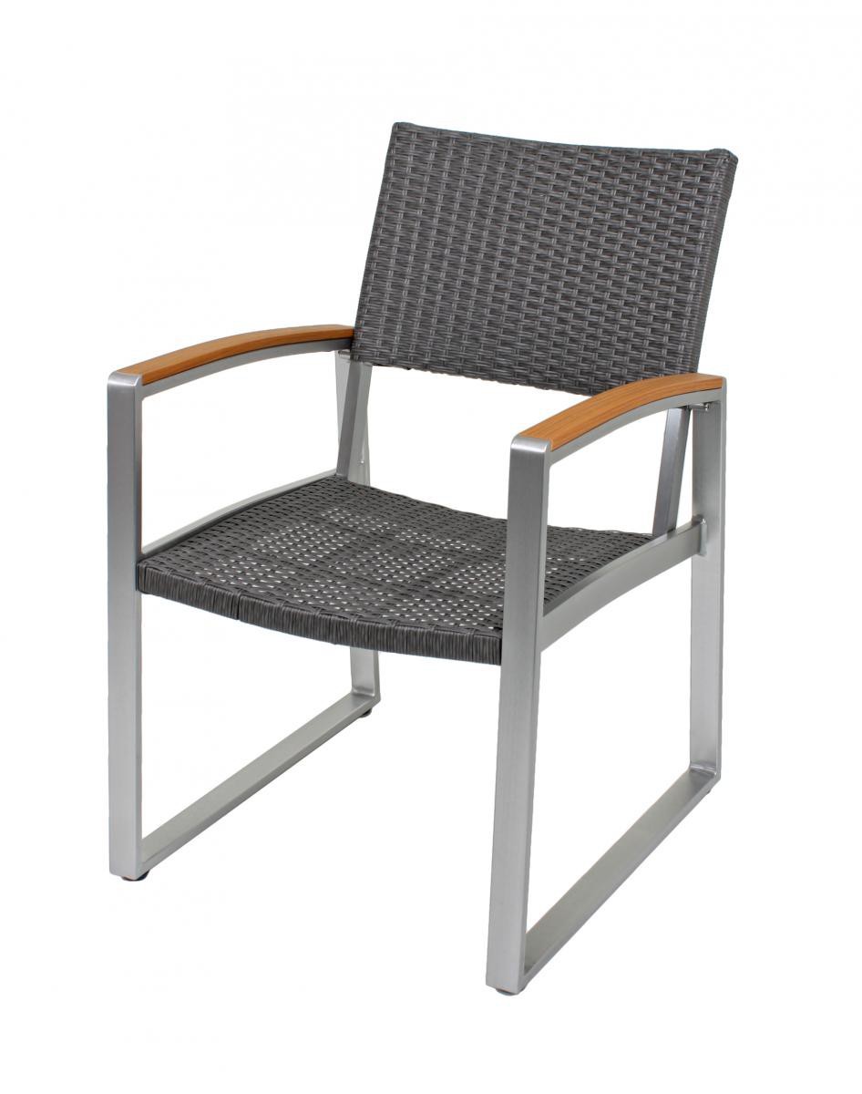 Garden Pleasure Harms Stuhl mit Armlehnen AVA, 2er-Set, graues Kunststoffgeflecht