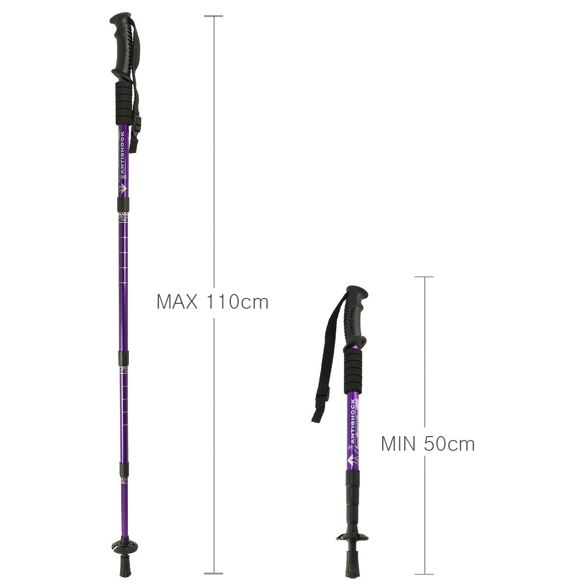 MidGard Nordic-Walking-Stöcke 50-110cm verstellbar, Teleskop, Antischock Dämpfung, Wanderstöcke (1 St)