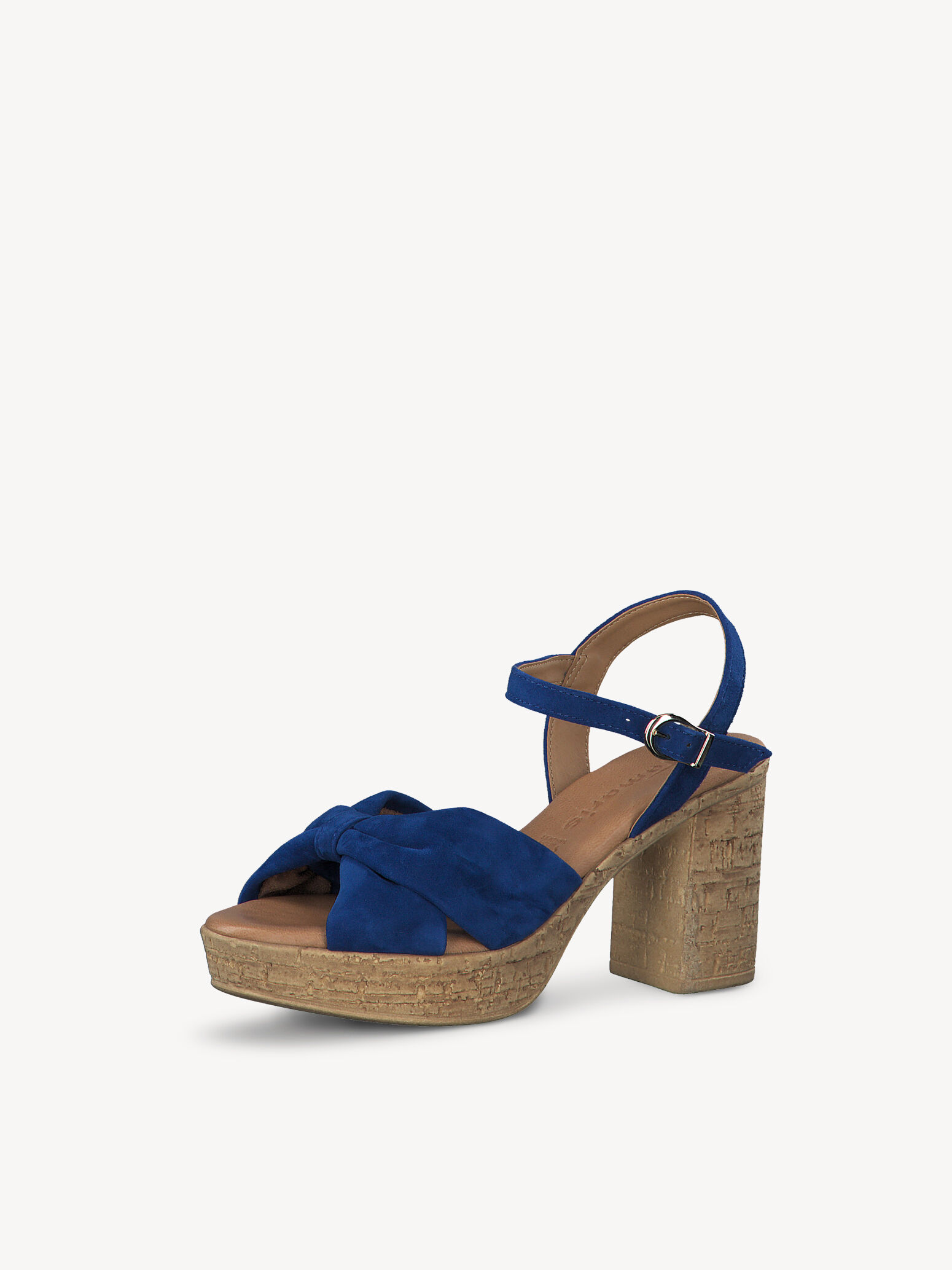 Sandale à talon en cuir - bleu