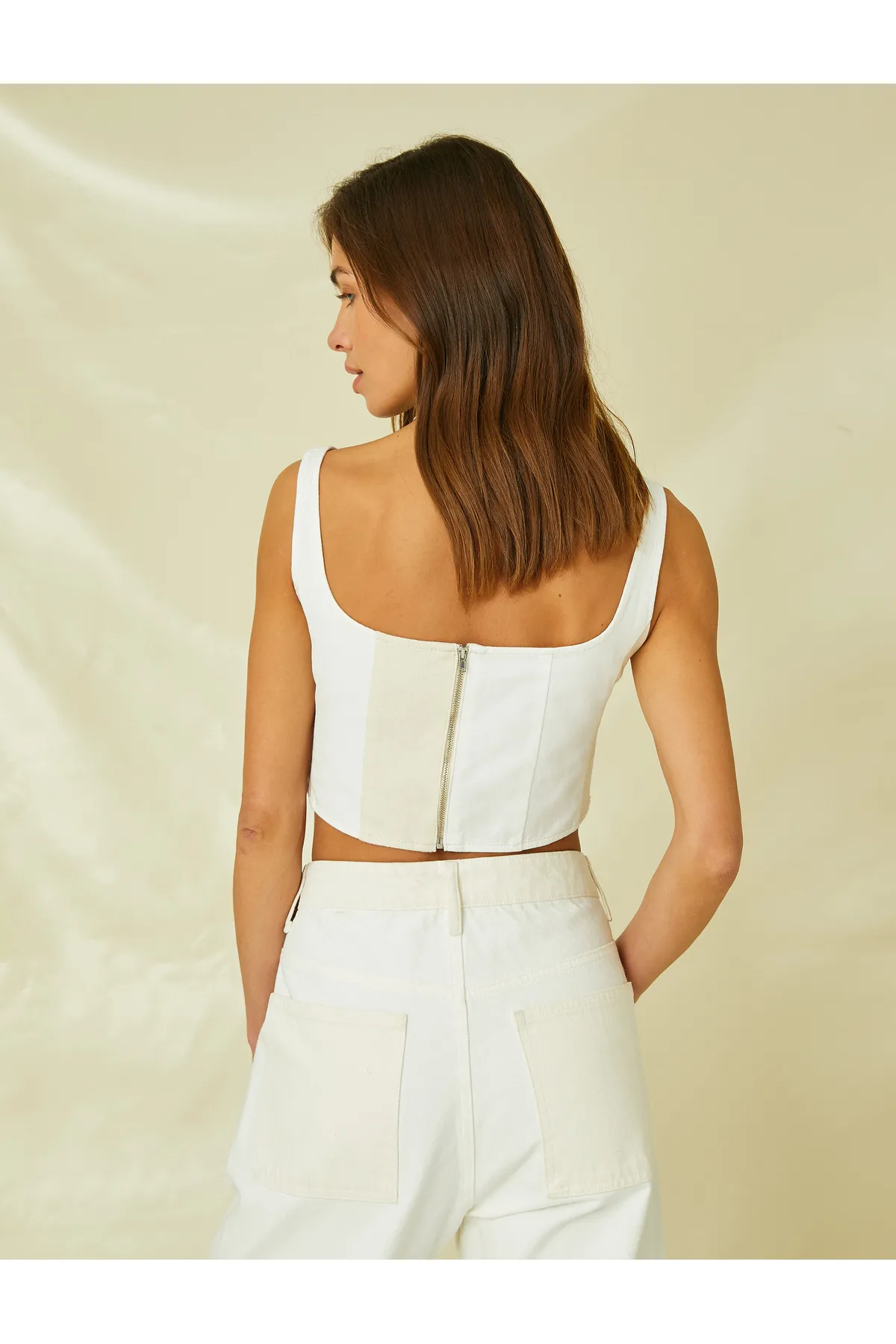 Koton  Crop Bustier Strap gerippt asymmetrischer Schnitt