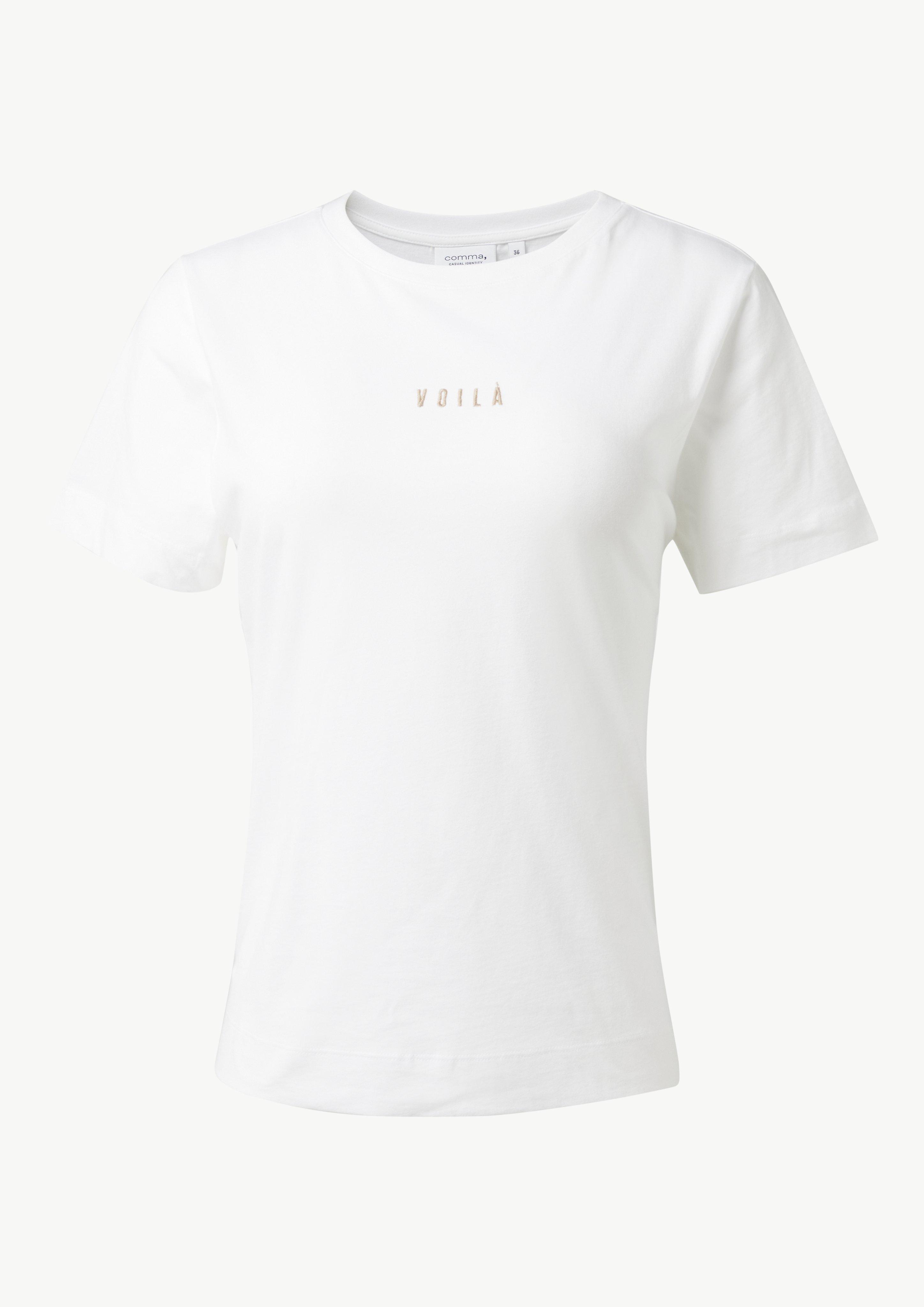 T-Shirt mit Stickerei-Detail - weiß