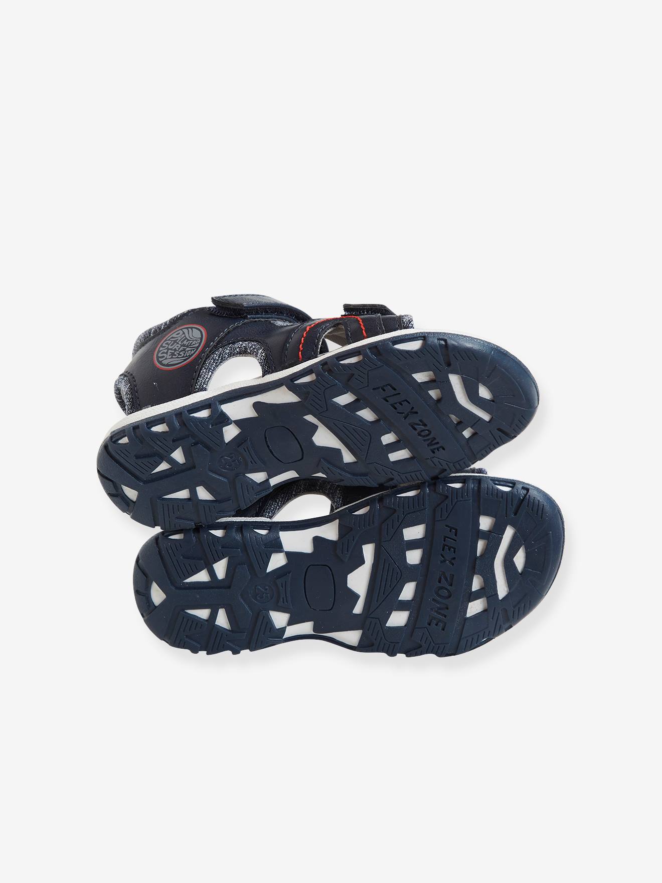 Vertbaudet Jungen Klett-Sandalen mit Anziehtrick - blau
