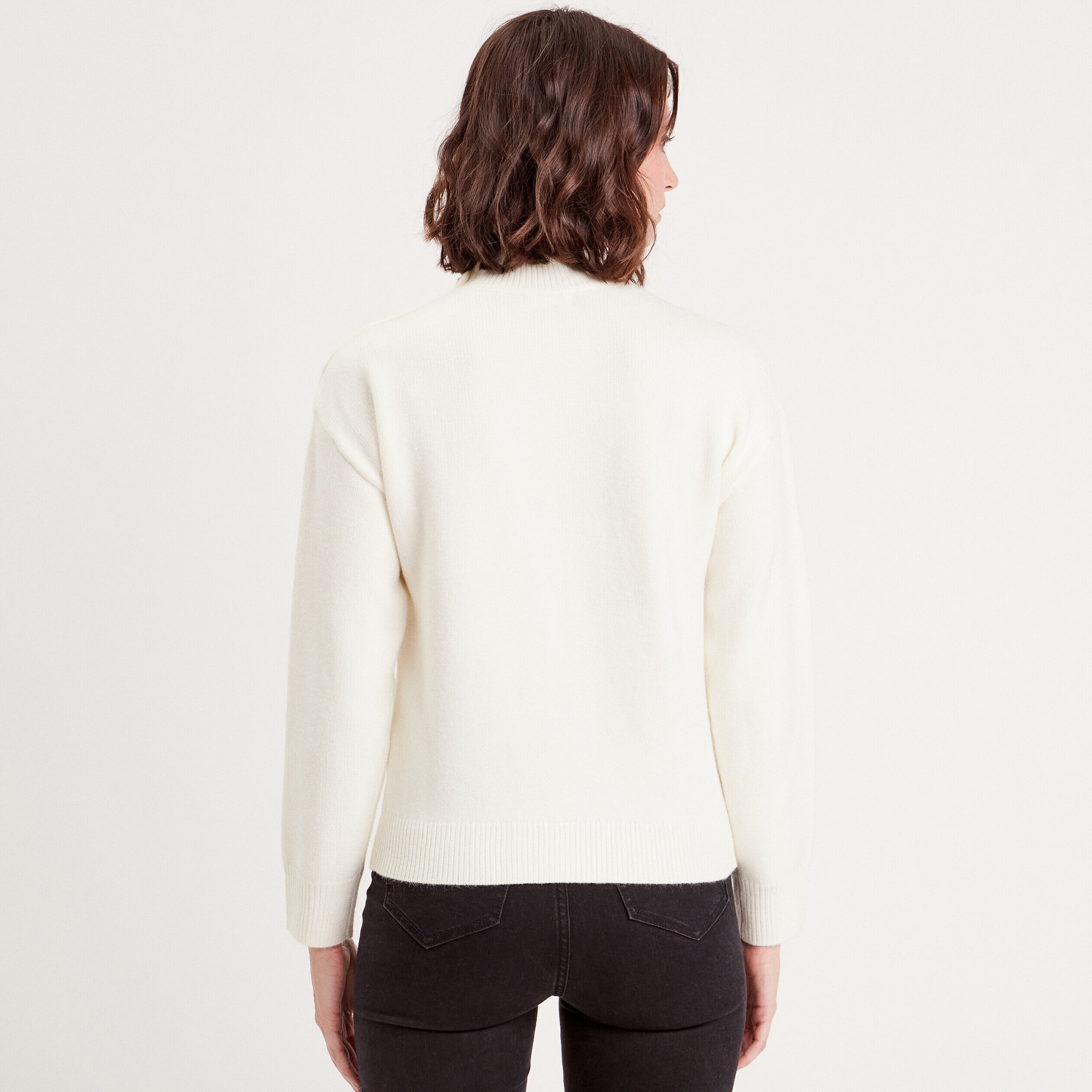 Pull col montant avec torsades ecru femme | Cache Cache
