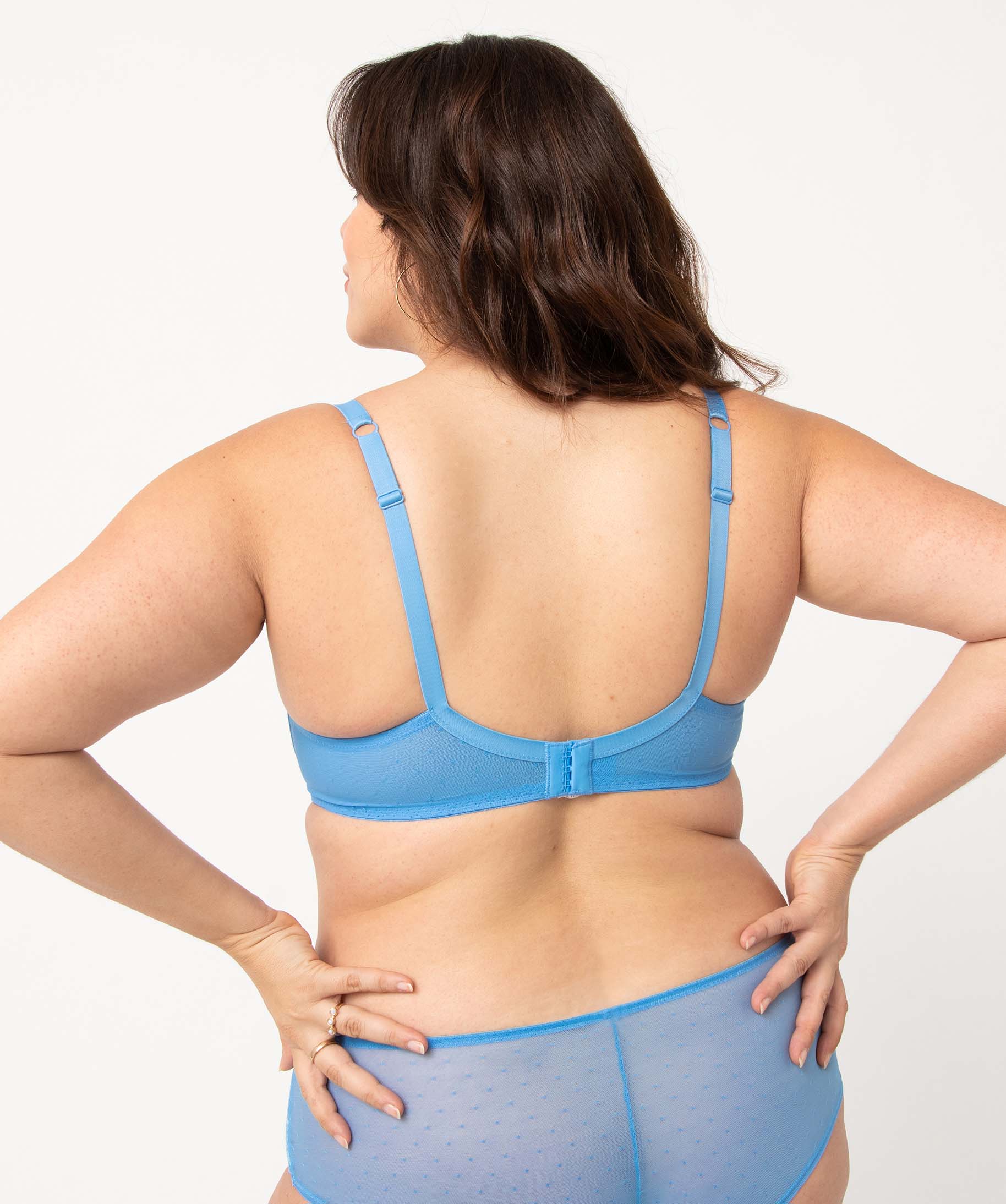 Soutien-gorge emboitant grande taille à armatures en dentelle bleu | GEMO