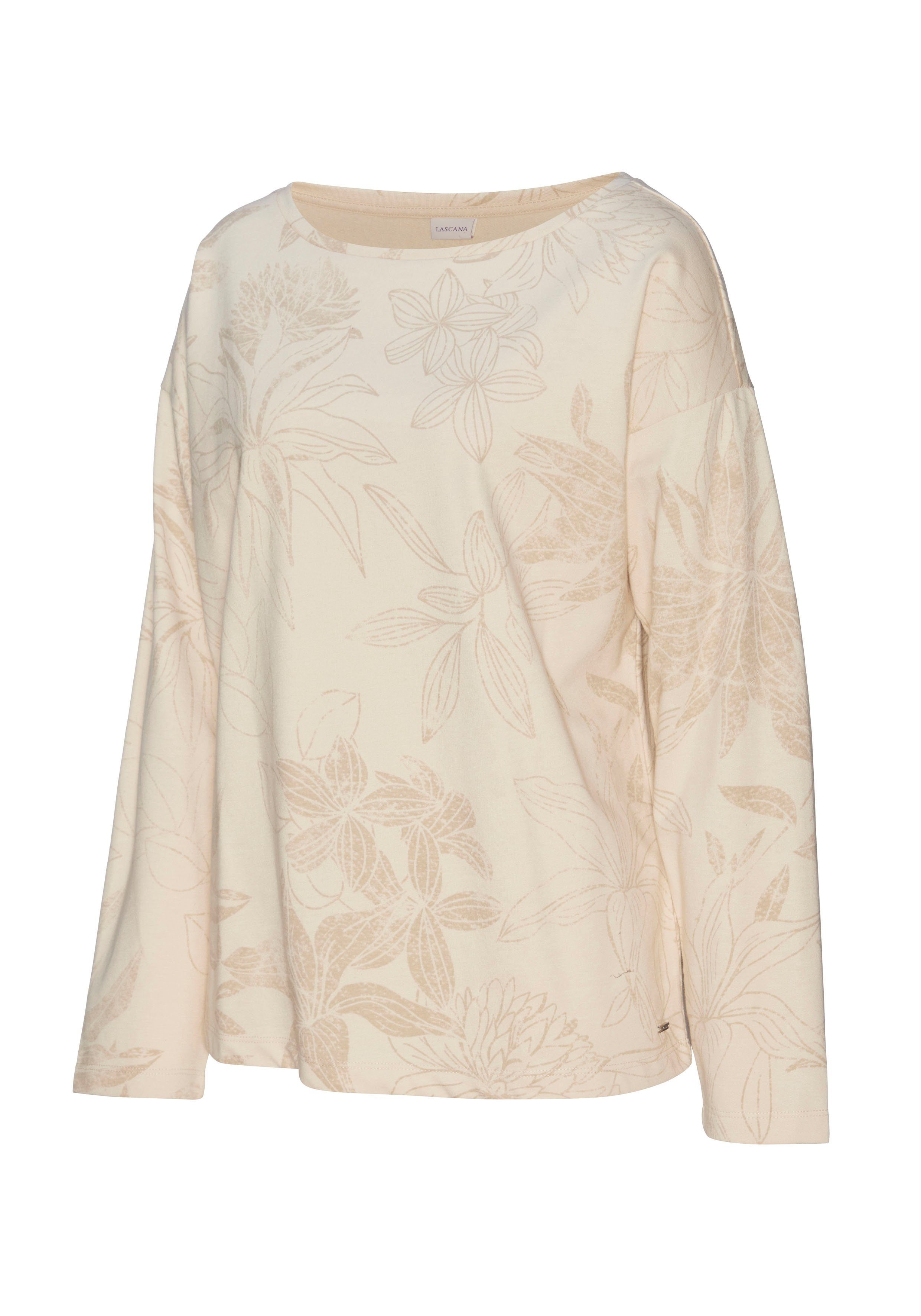 LASCANA Sweatshirt mit floralem Alloverdruck, Loungewear, Loungeanzug