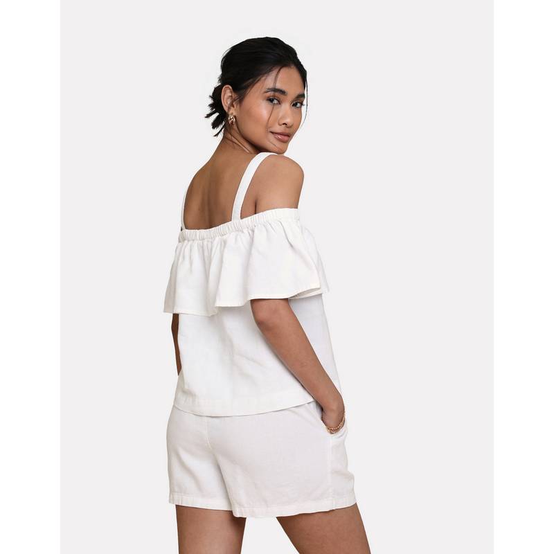 Threadbare THB Aspen Linen Bardot Top Tanktop Damen