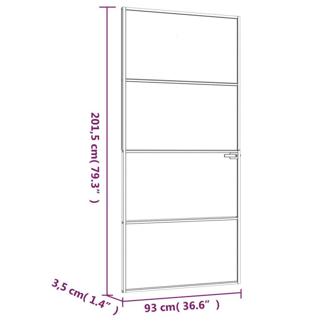 vidaXL Haustür Innentür Weiß 93x201,5 cm Hartglas & Aluminium Schlank (1-St)