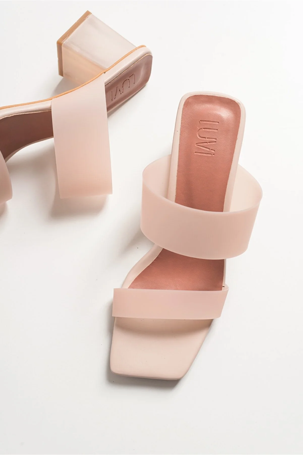 LuviShoes  Transparente Damen-Hausschuhe mit Hautabsatz 123