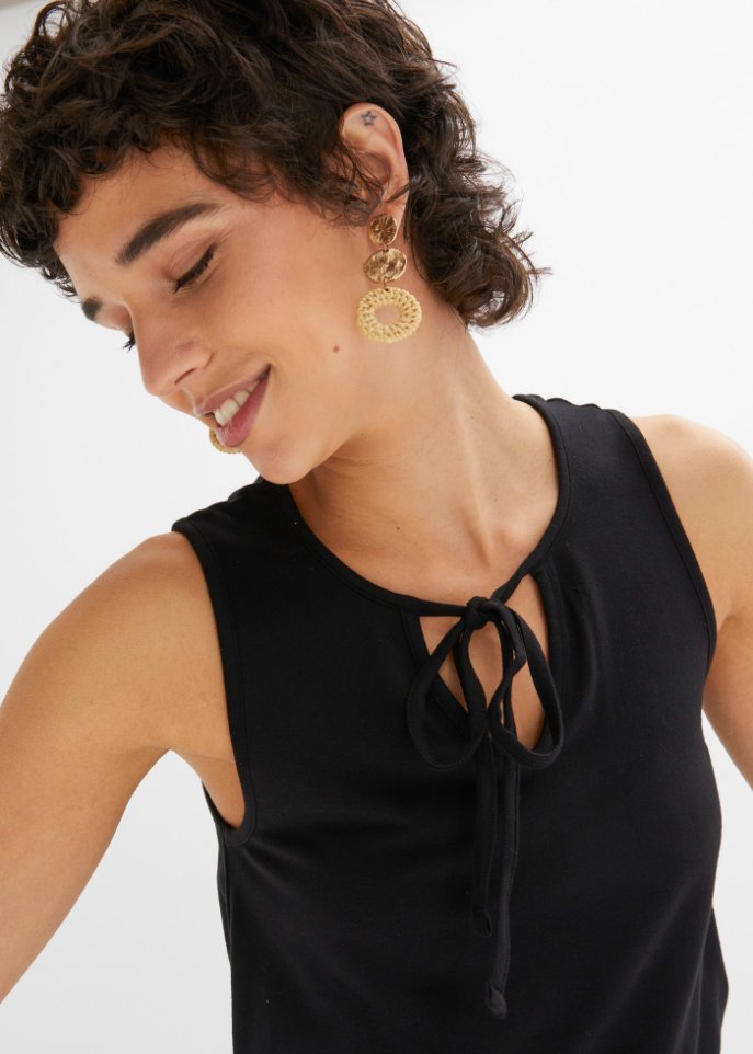 Jersey-Top mit Bindedetail in A-Linie
