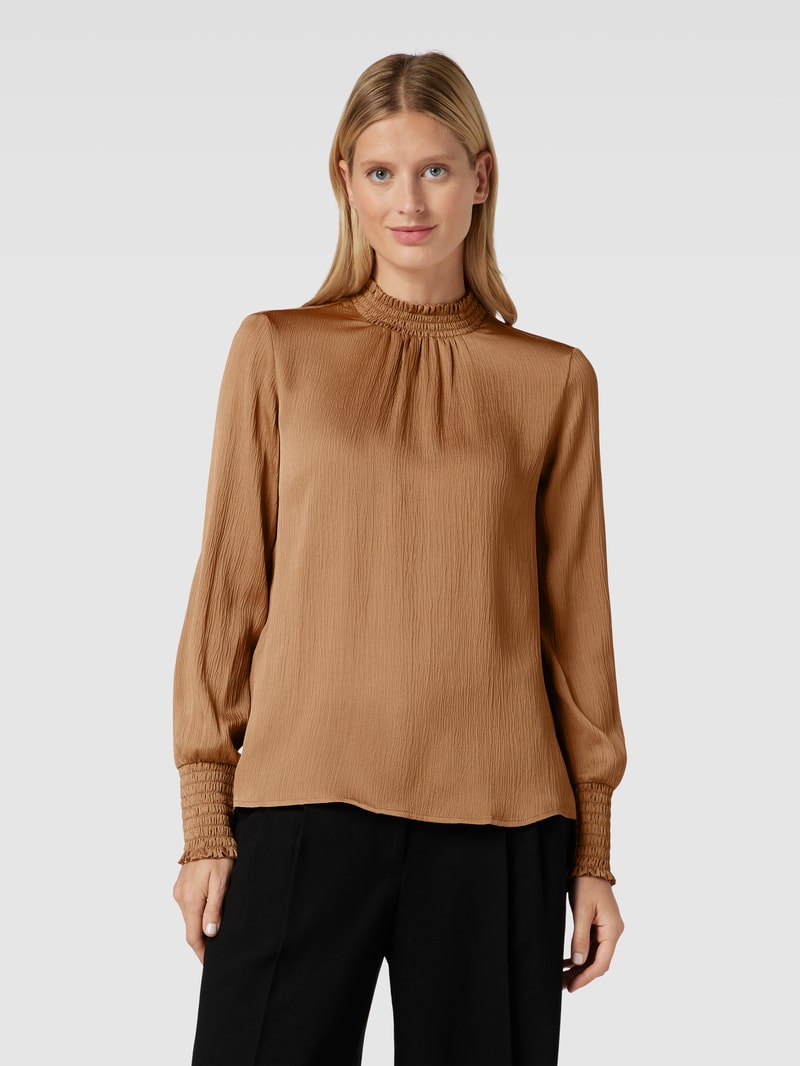Blusenshirt mit elastischen Ärmelabschlüssen in camel