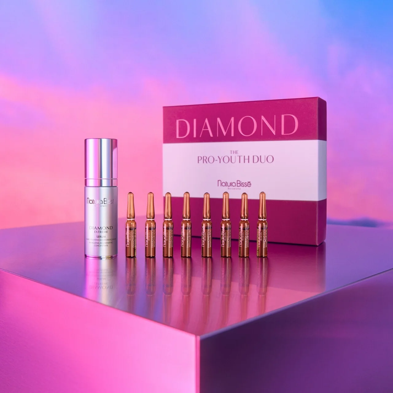 Diamond Set Diamond – Das Pro-Youth Duo – Globales Pflegeset, Anti-Falten-Gesichtsserum, 24-Stunden-Lifting-Gesichtsbehandlung, 24-Stunden-Feuchtigkeitsbehandlung, 24-Stunden-Aufhellungsbehandlung, 24-Stunden-Anti-Pickel-Gesichtsbehandlung
