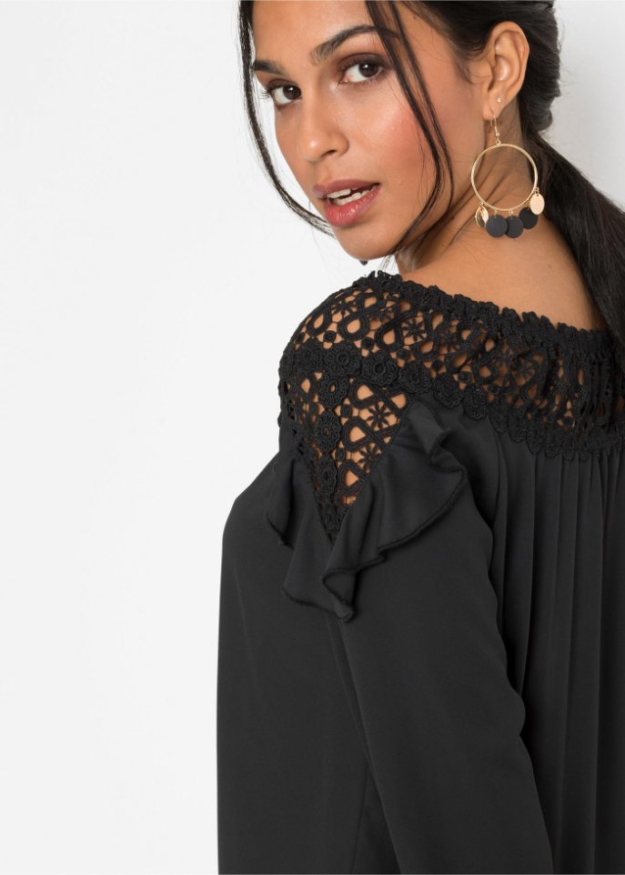 Carmenbluse mit Spitze