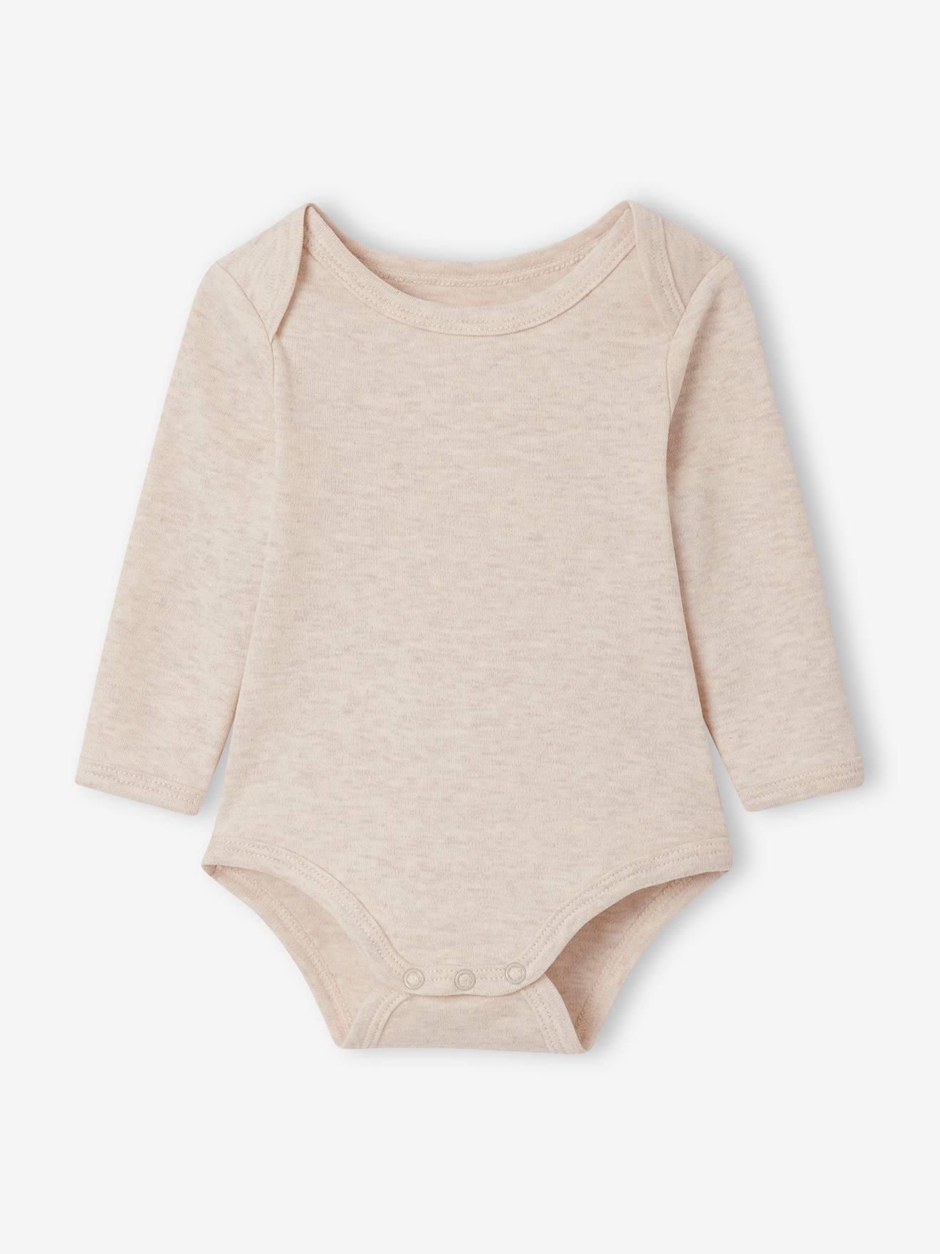 Lot de 5 bodies manches longues bébé emmanchure US cappuccino