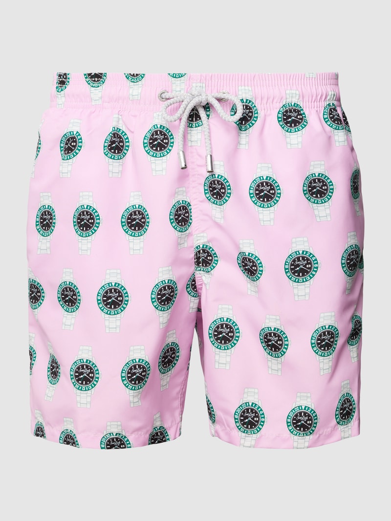 Badehose mit Motiv-Prints Modell 'GUSTAVIA' in rosa