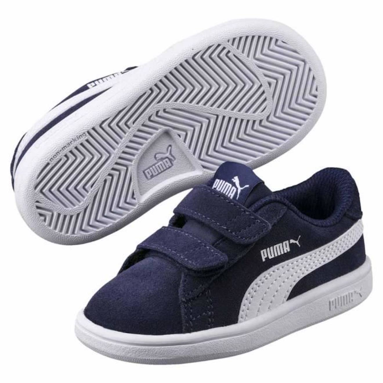 chaussures enfant baskets puma smash v2 sd velcro infant bleu