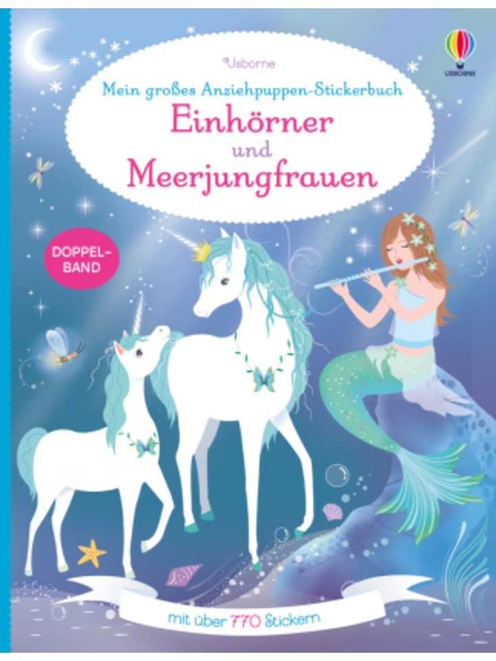 Usborn Buch - Mein großes Anziehpuppen-Stickerbuch: Einhörner und Meerjungf günstig kaufen onesize