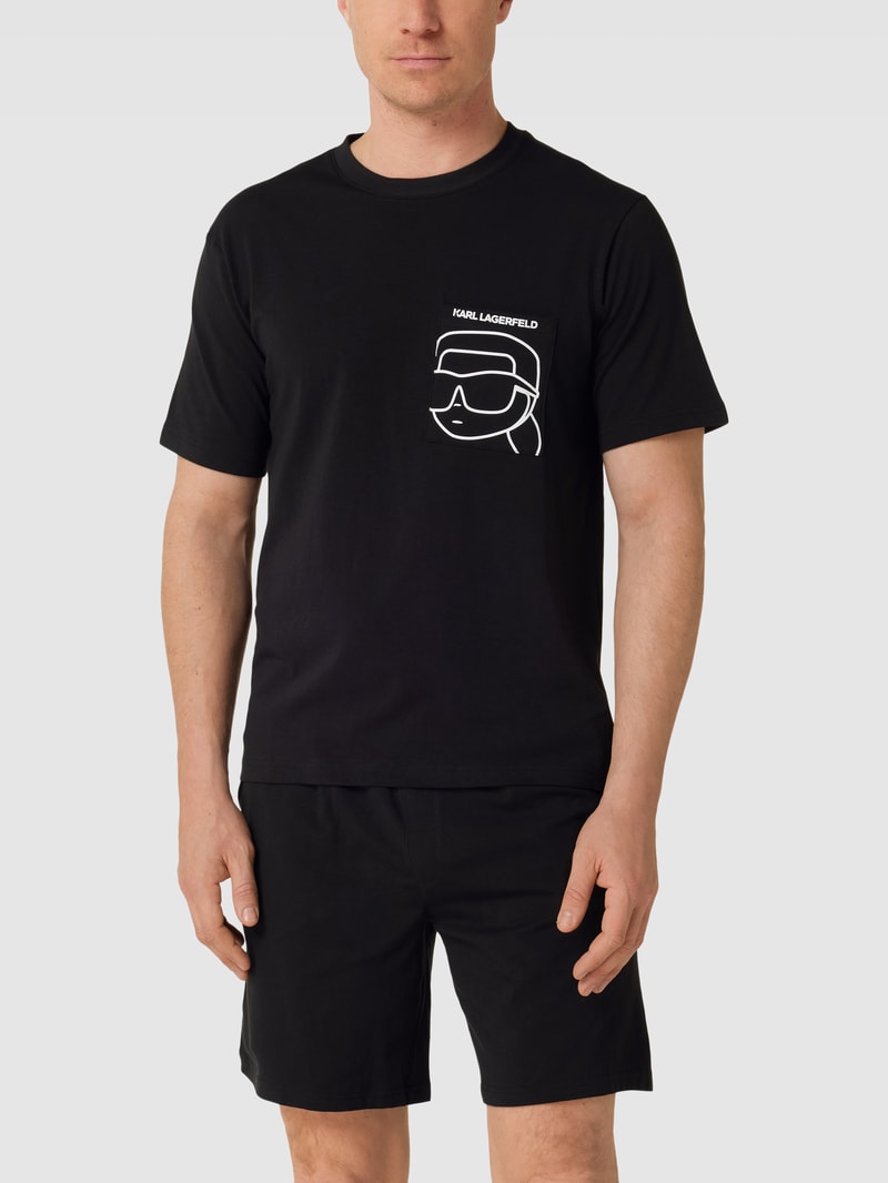 Pyjama mit Rundhalsausschnitt Modell 'IKONIK 2.0' in schwarz