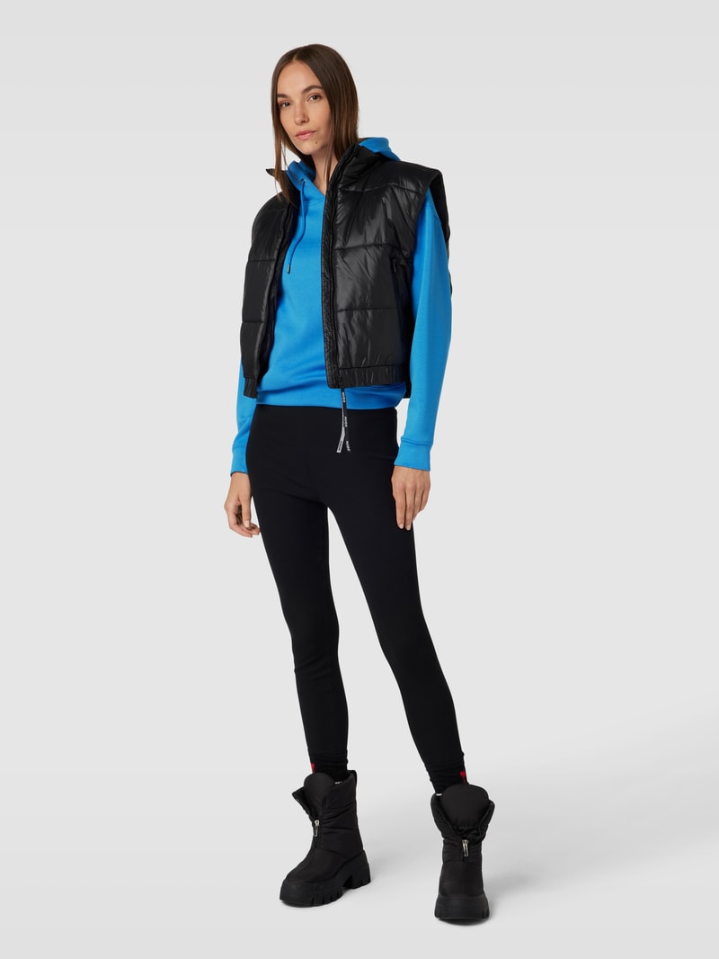 Hoodie mit Label-Print und Känguru-Tasche in blau