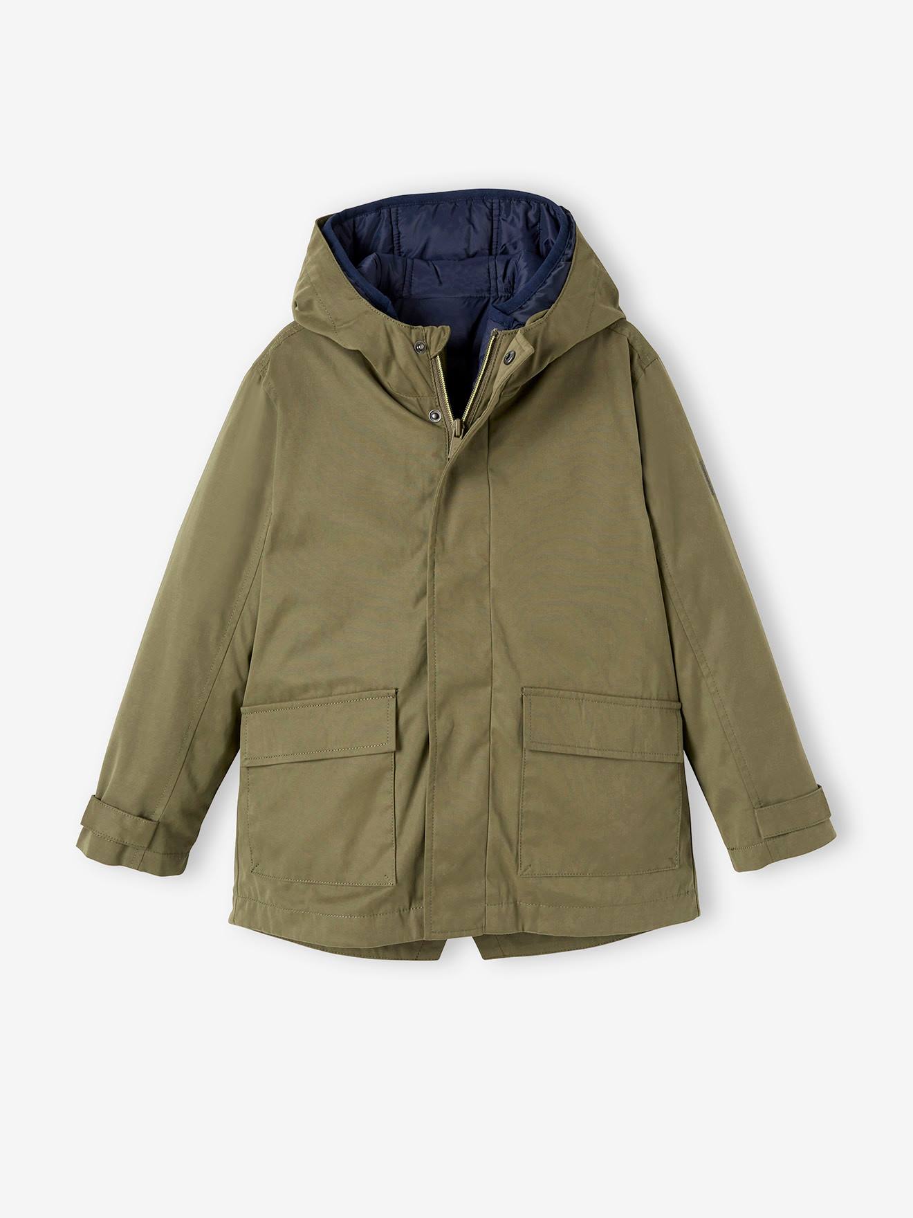 Parka 3 en 1 garçon mi-saison bleu grisé