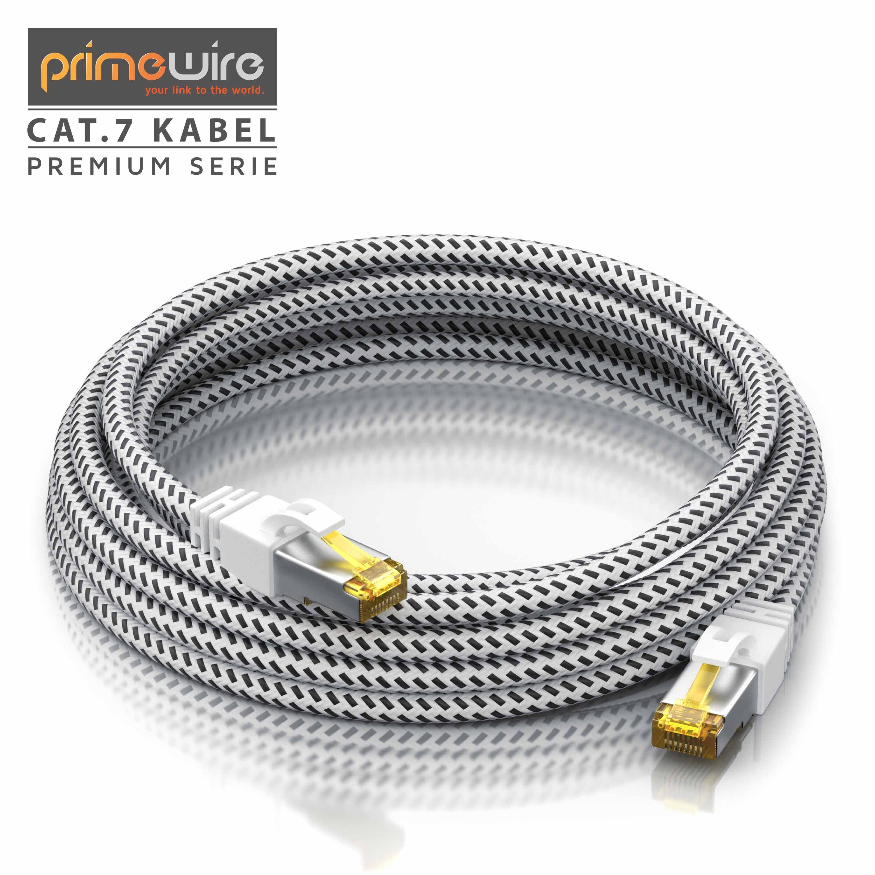 Primewire LAN-Kabel, CAT.7, RJ-45 (Ethernet) (25 cm), CAT 7 Rohkabel, Patchkabel 10 Gbit/s, S/FTP, Netzwerkkabel – 0,25m