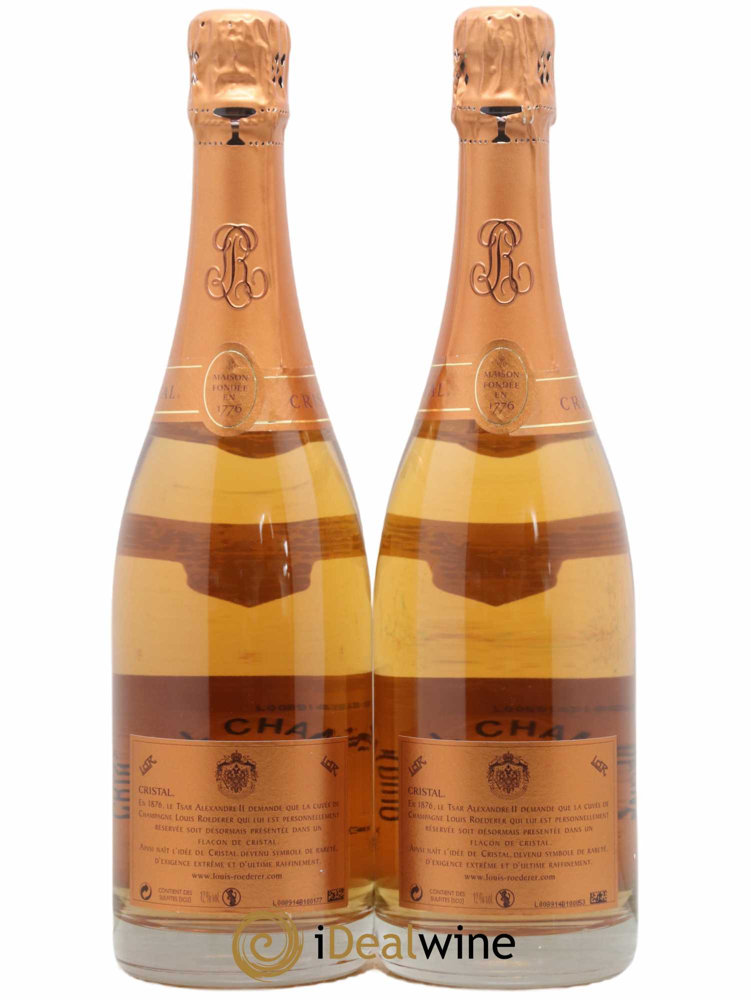 Cristal Louis Roederer  2004 - Lot de 2 Bouteilles