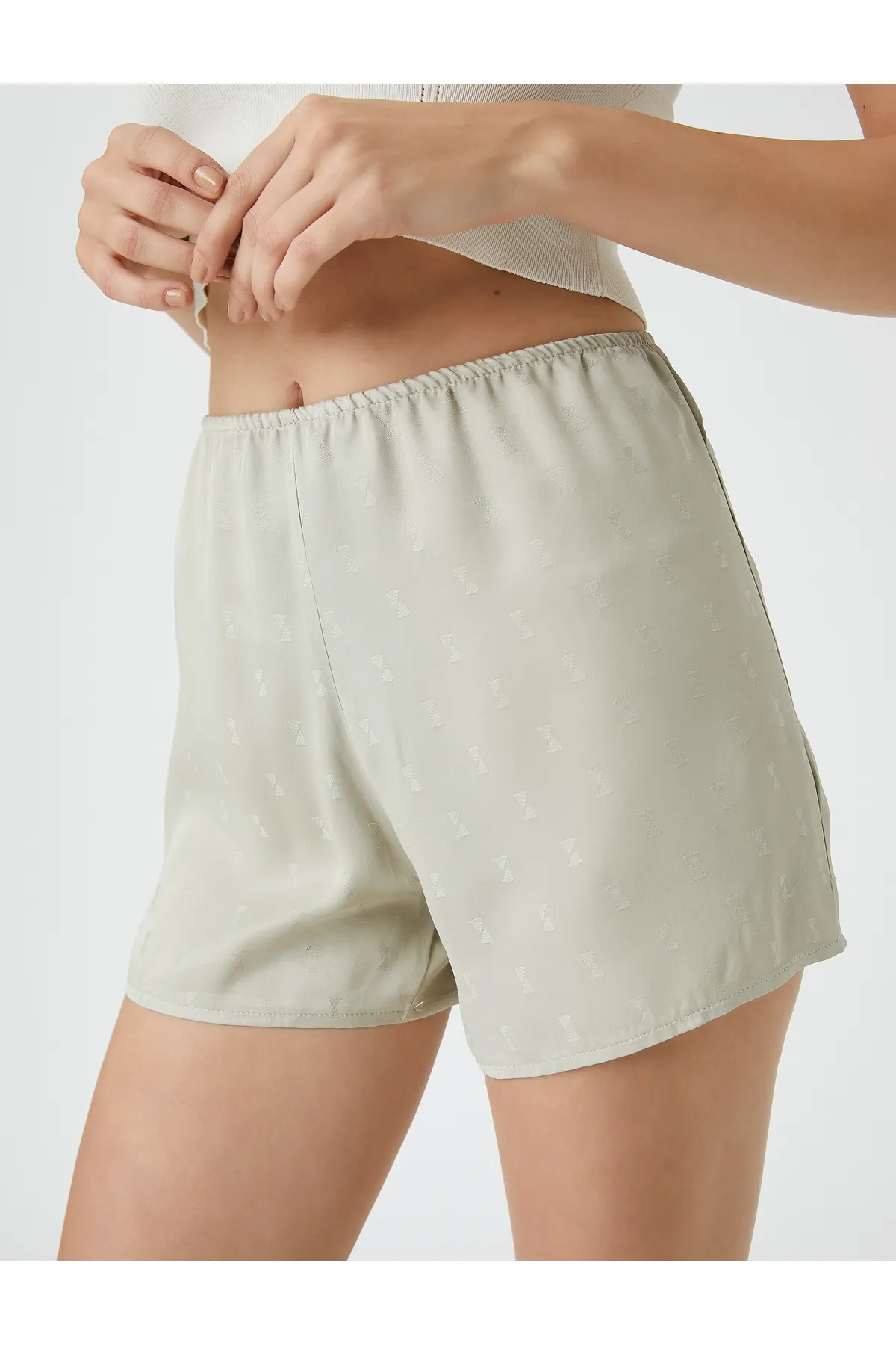 Koton  Pyjamahose, Shorts, strukturierter Jacquard, elastischer Bund