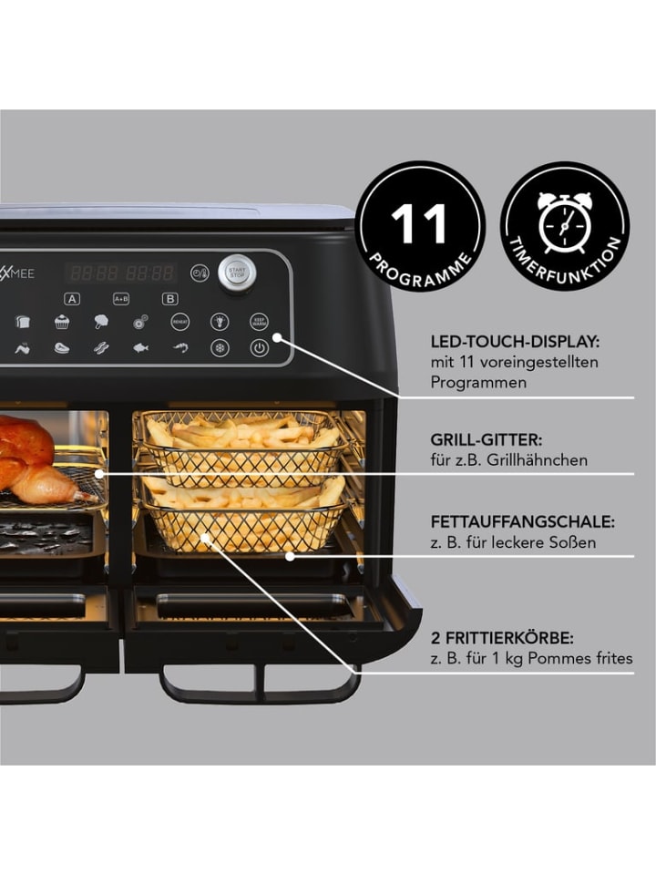MAXXMEE Heißluft Fritteuse Doppelkammer 11l - schwarz günstig kaufen onesize